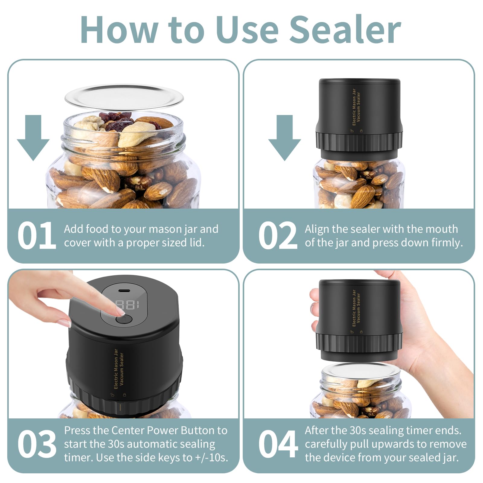 Mason Genie™ Vacuum Sealer Kit - Wide Mouth & Regular Mouth Canning Lids for Food Preservation | Airtight Storage for Jars, Dry Goods & Meal Prep | Perfect for Home Canning, Pantry Organization & Long-Term Food Storage