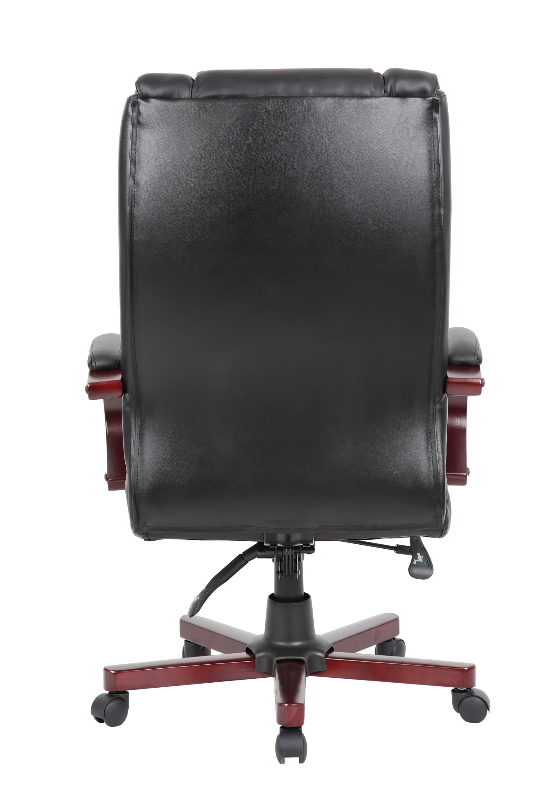 Boss Office Products High Back Executive Chair - Ergonomic Leather Office Chair with Adjustable Height & Lumbar Support, Black/Mahogany - Perfect for Home Office, Conference Rooms & Executive Suites
