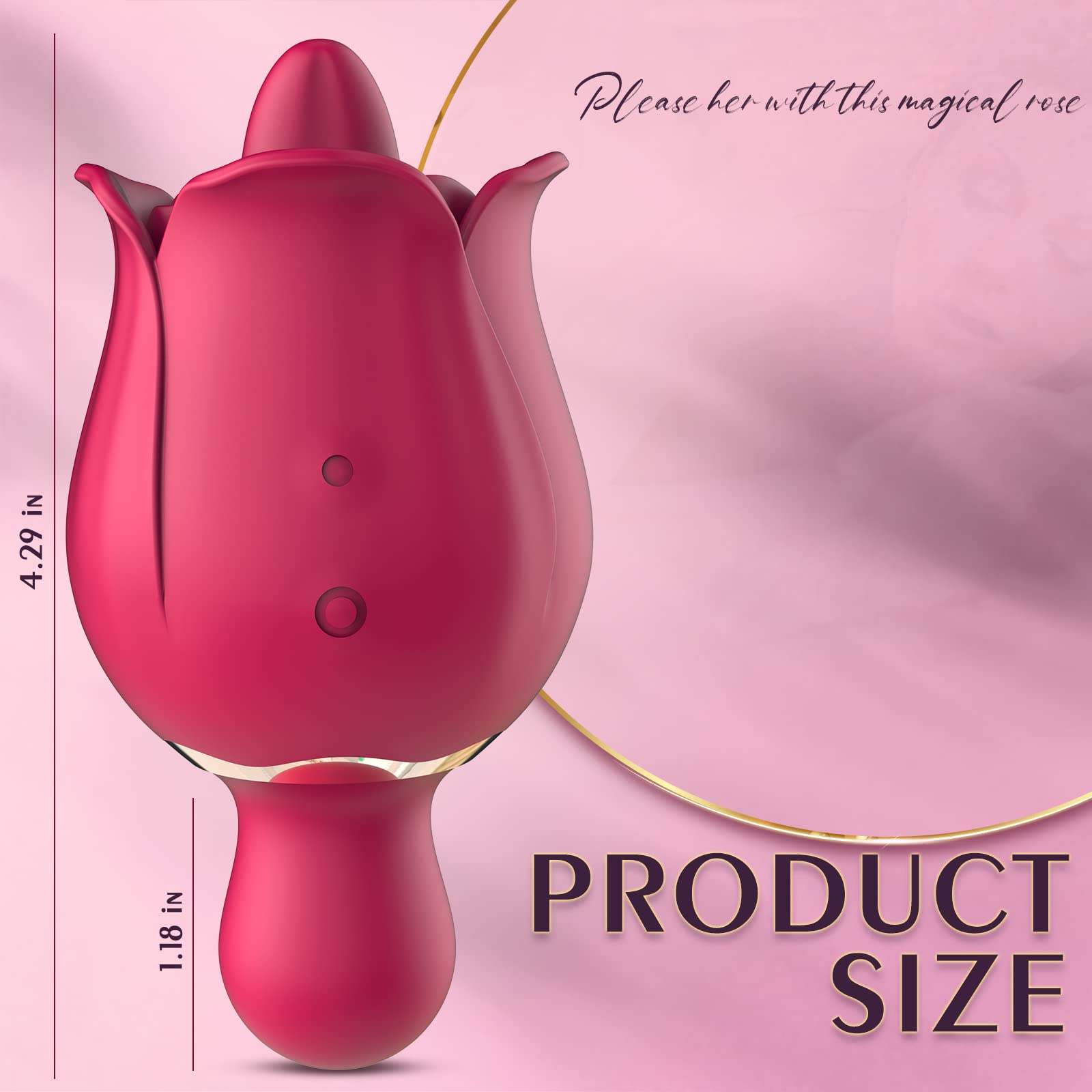 Rose Toy Vibrator for Women - Clitoral Stimulation & Tongue Licking Adult Sex Toy with 9 Powerful Vibration Modes, Waterproof Mini Vibrator for Couples - Perfect for Solo Play & Intimate Moments in Bedroom or Shower