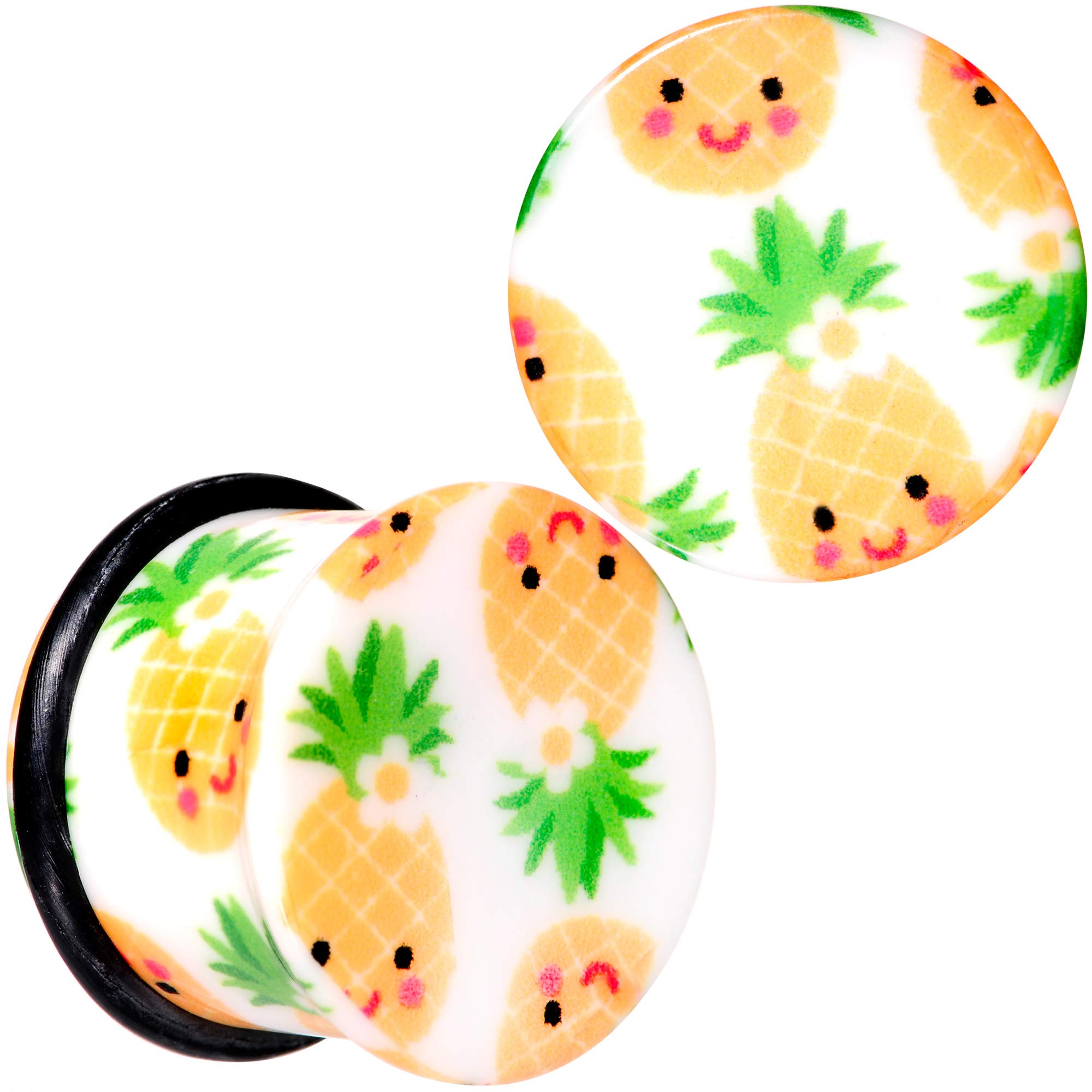 Body Candy 2Pc White Acrylic Pineapple Single Flare Ear Plugs Gauges Set - Perfect for Stretching, Piercing Jewelry & Alternative Fashion