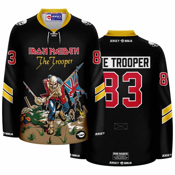 Iron Maiden The Trooper Black Hockey Jersey - Official Band Merchandise for Fans & Collectors - Perfect for Concerts, Sports Events & Casual Wear