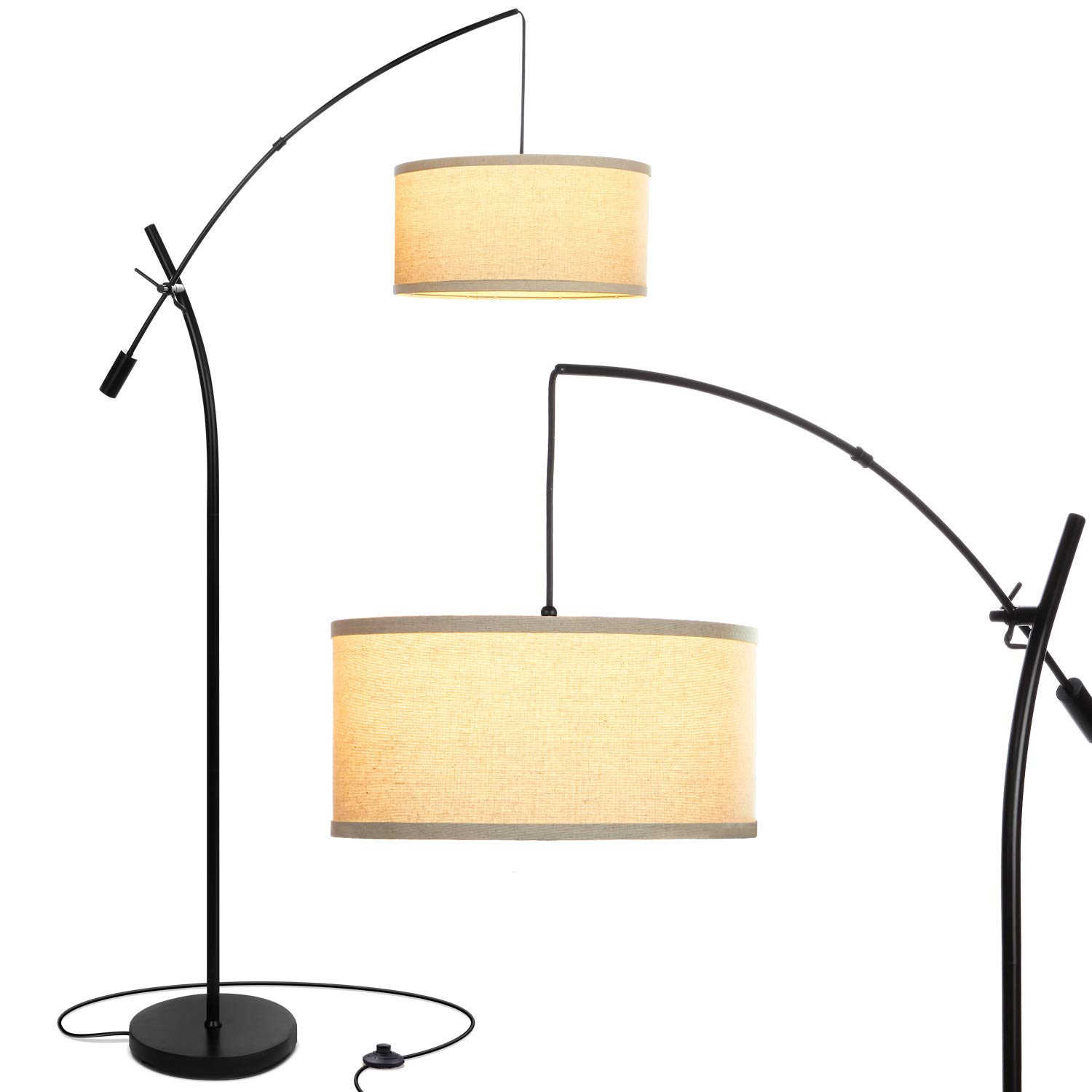Brightech Grayson LED Floor Lamp - Adjustable Modern Arc Standing Light for Office, Living Room & Bedroom, Industrial Style Reading Lamp with Flexible Arm - Black - Perfect for Workspaces, Home Decor & Cozy Reading Nooks