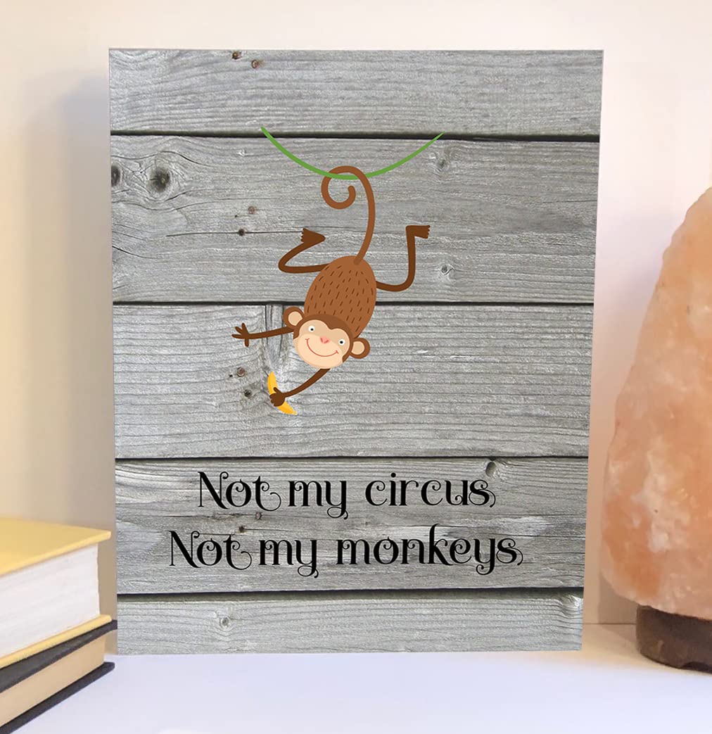 Inspirational Wood Sign - 'Not My Circus Not My Monkeys' Motivational Quote Wall Decor (8x10 Inches, Set of 5) - Perfect for Home Office, Living Room & Gift Giving