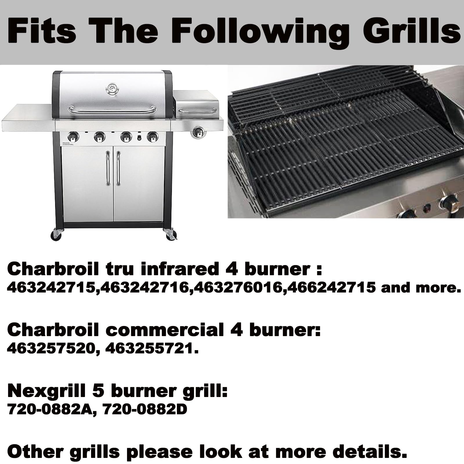 Charbroil TRU Infrared 4 Burner Grill Grates Replacement Parts – 17 Inch Cast Iron Cooking Grids for Nexgrill 720-0882A & G533-0009-W1 – Perfect for Backyard BBQs, Outdoor Cooking, and Grilling Parties