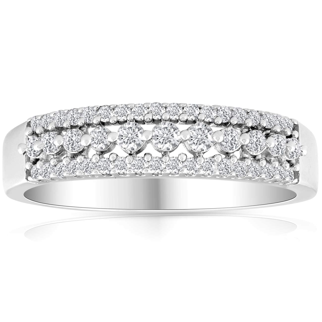 1/3 Carat Diamond Anniversary Ring - 10K White Gold Wedding Band for Women - Perfect for Anniversaries, Engagements & Special Occasions