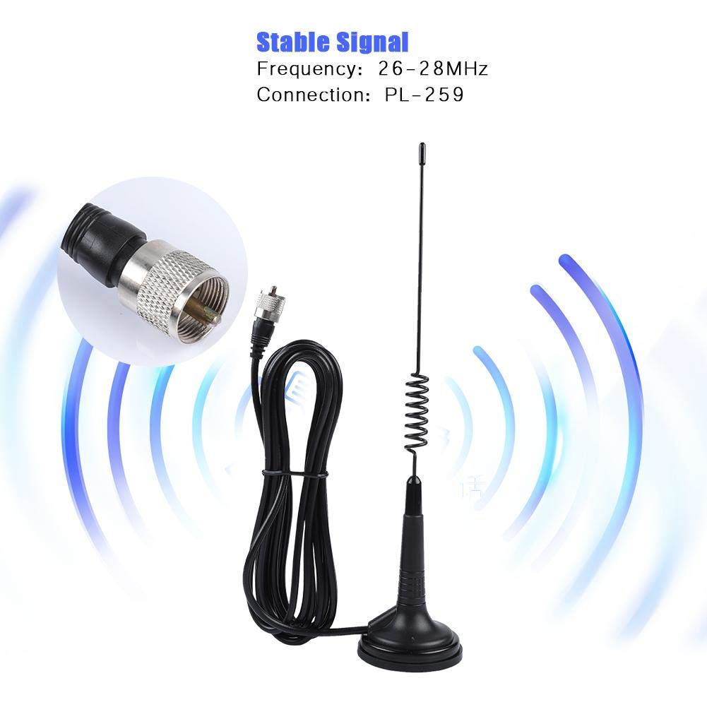 Wendry Heavy Duty CB Radio Antenna 26-28MHz - Magnet Mount Mobile Car Antenna with 4M RG-58U Coaxial Cable & PL-259 Connector - Compatible with Cobra CB Radios - Perfect for Truckers, Off-Roading & Emergency Communications