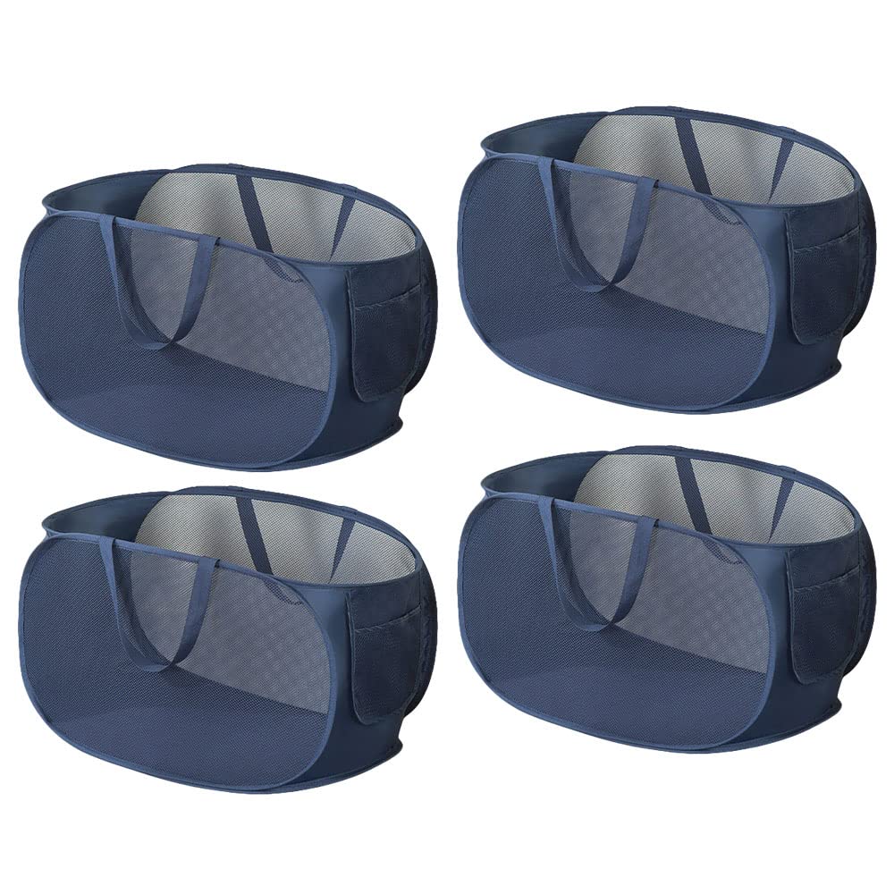 4-Pack Foldable Mesh Pop-Up Laundry Hamper with Durable Handles - Collapsible Clothes Basket for Home, Dorm & Travel - Perfect for Laundry Organization & Storage