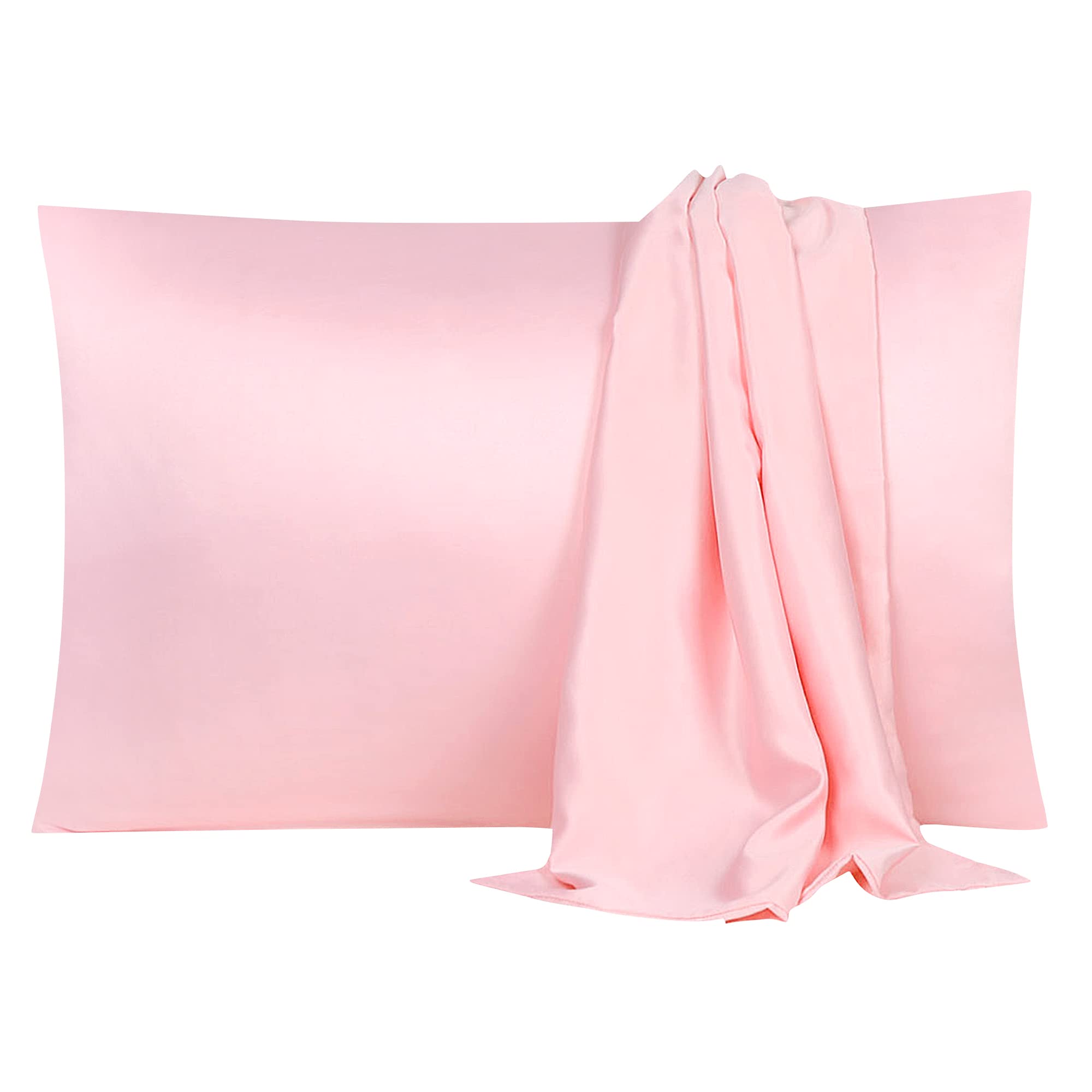 uxcell 2 Pack Silk Satin Pillowcase for Hair & Skin Care - Cooling, Breathable, Soft 14x20 Inch Travel Size Pillow Cases with Envelope Closure (Pink) | Perfect for Beauty Sleep, Travel & Sensitive Skin