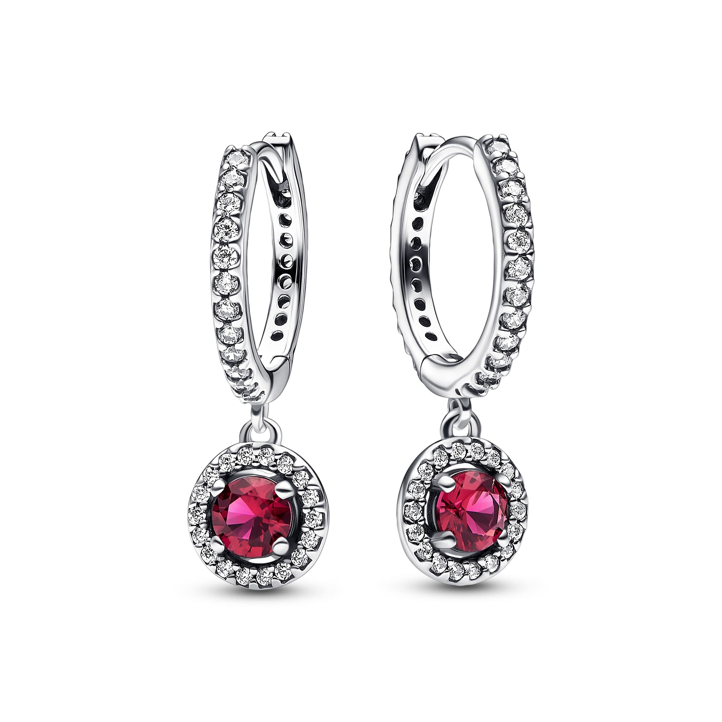 Pandora Timeless Blue and Red Sparkling Hoop Earrings for Women | Elegant Dangle Ear Jewelry for Parties, Weddings & Special Occasions