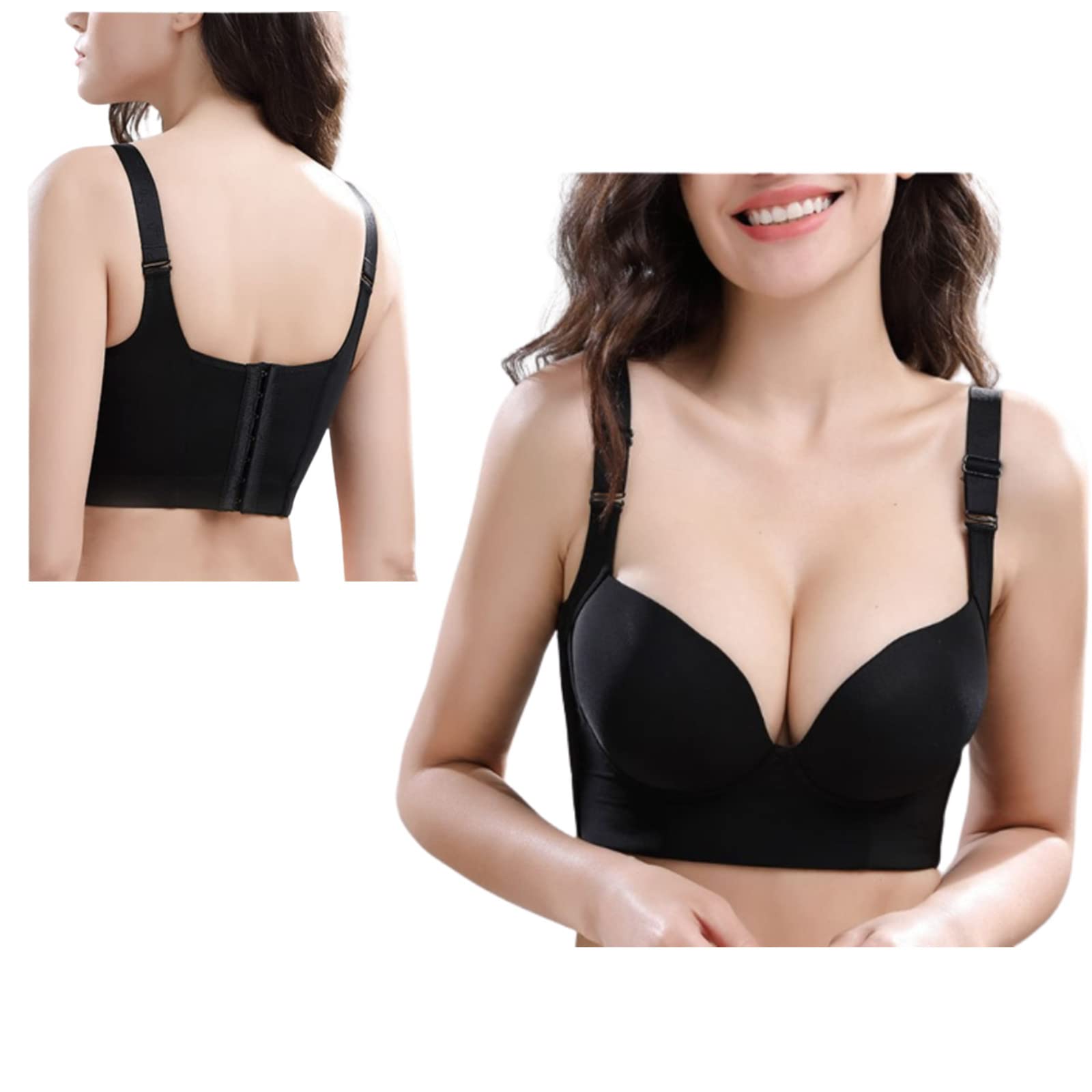 LASULEN Woobilly Deep Cup Bra with Built-in Shapewear - Seamless Back Fat Control, Comfortable Full Coverage Underwire Bra for Women (Perfect for Everyday Wear, Workouts & Special Occasions)