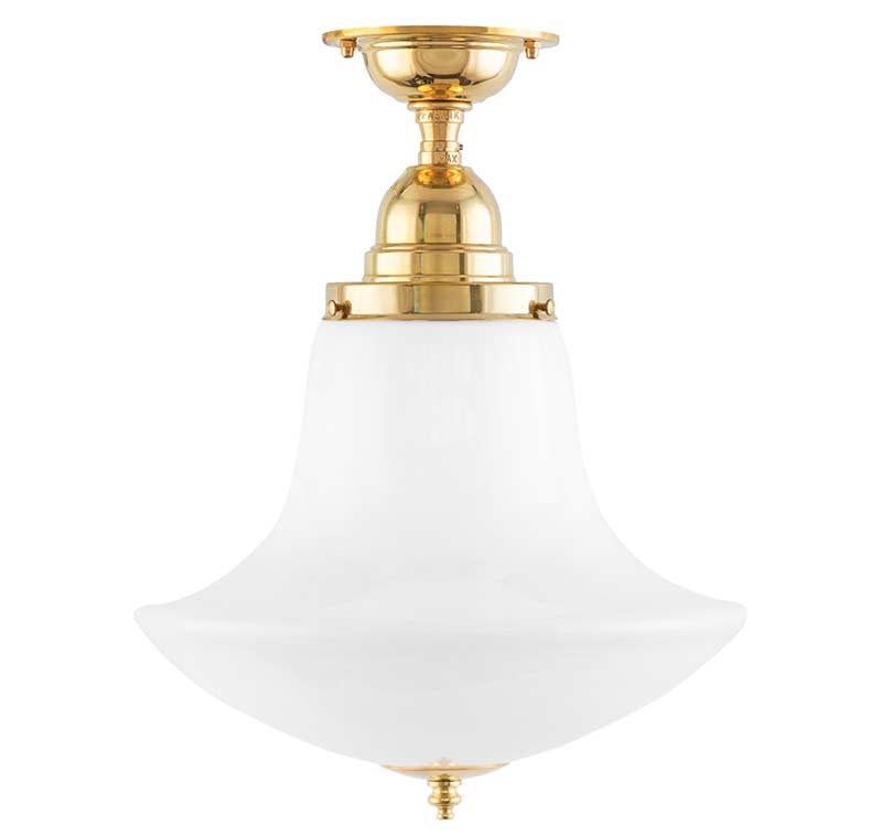 Vintage Brass Ceiling Lamp with Floral Shade - Byström 100 Bathroom Lighting Fixture for Classic Home Decor & Cozy Ambiance