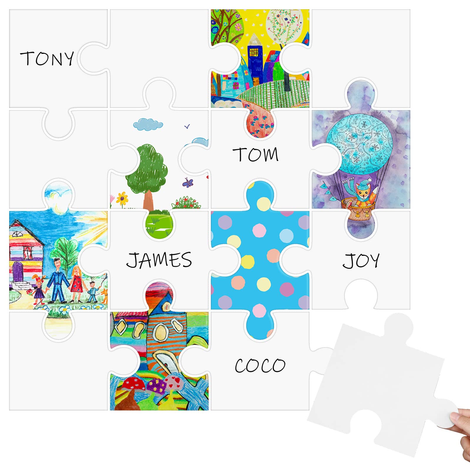 Junkin 100 Pcs Large Blank Puzzle Pieces - 6 Inch DIY Puzzle Making Kit for Classroom Decor, Bulletin Boards & School Crafts | Create Custom Puzzles for Kids, Teachers & Art Projects