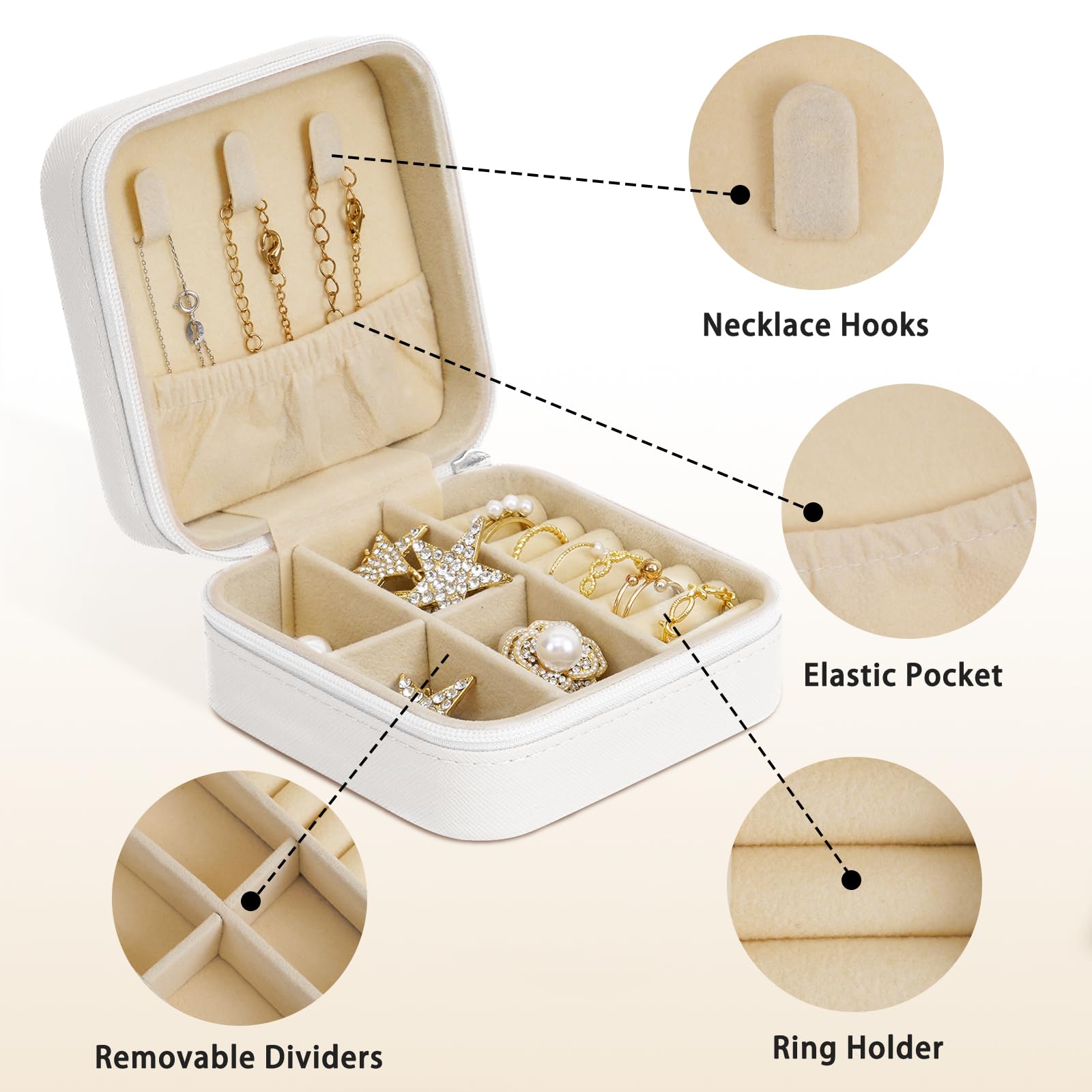 Personalized Jewelry Box for Women - Custom Engraved Name & Birthday Flower Jewelry Organizer Gift for Mom, Wife, Daughter | Perfect for Birthday, Anniversary, Mother's Day (White)