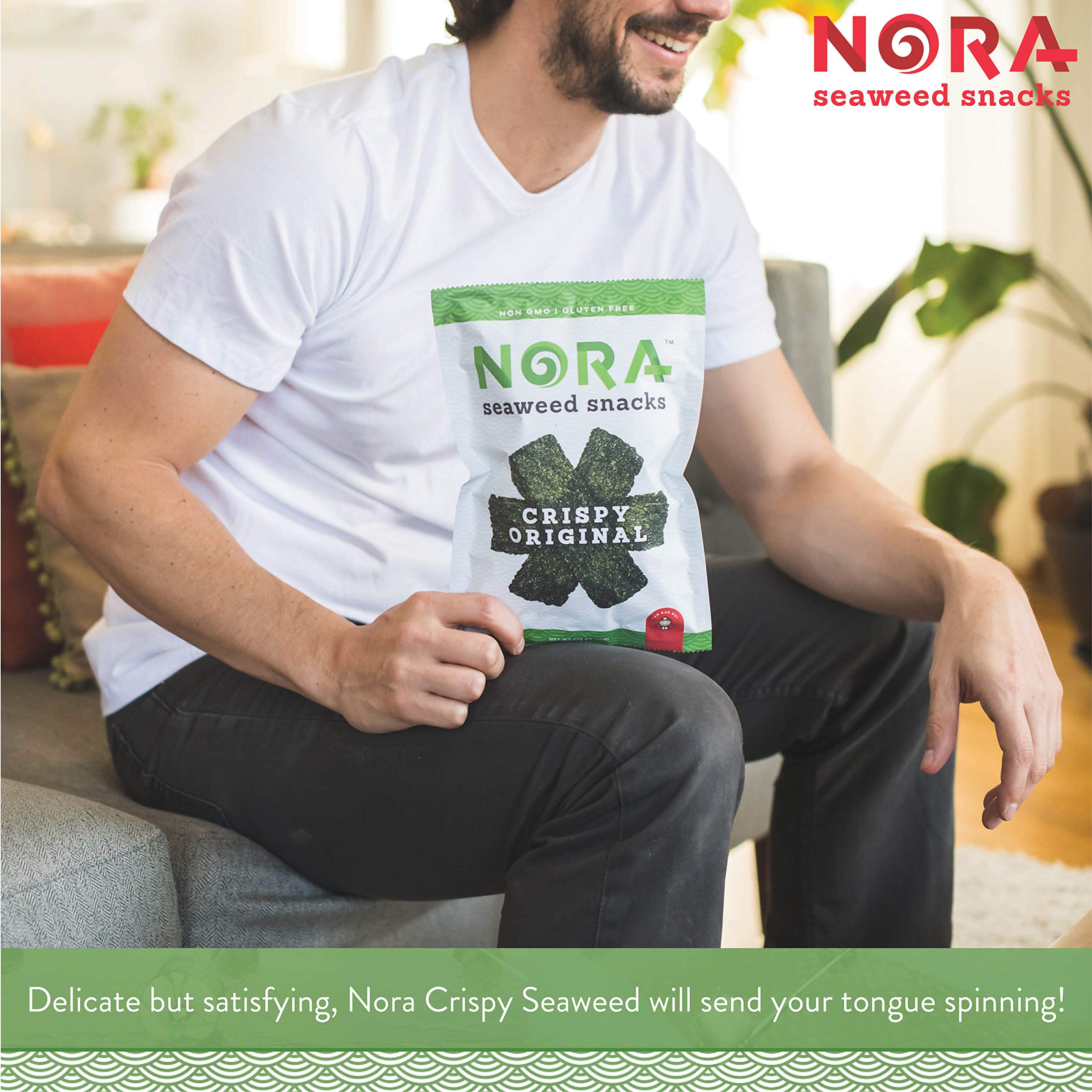 Crispy Seaweed Snacks by Nora - Low Carb Healthy Vegan Snacks, Gluten-Free Non-GMO Thick Nori Sheets (6-Pack) - Perfect for Keto Diet, Office Snacking & Asian Cuisine Lovers