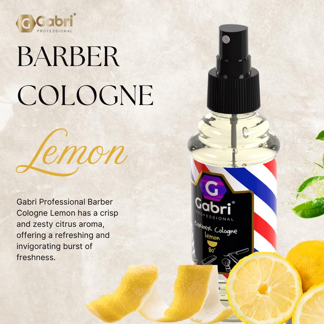 Gabri Professional Barber Cologne for Men - Turkish Aftershave Cologne Spray, 150ml (No7 Lemon Scent) | Refreshing Post-Shave & Daily Fragrance for Grooming & Special Occasions