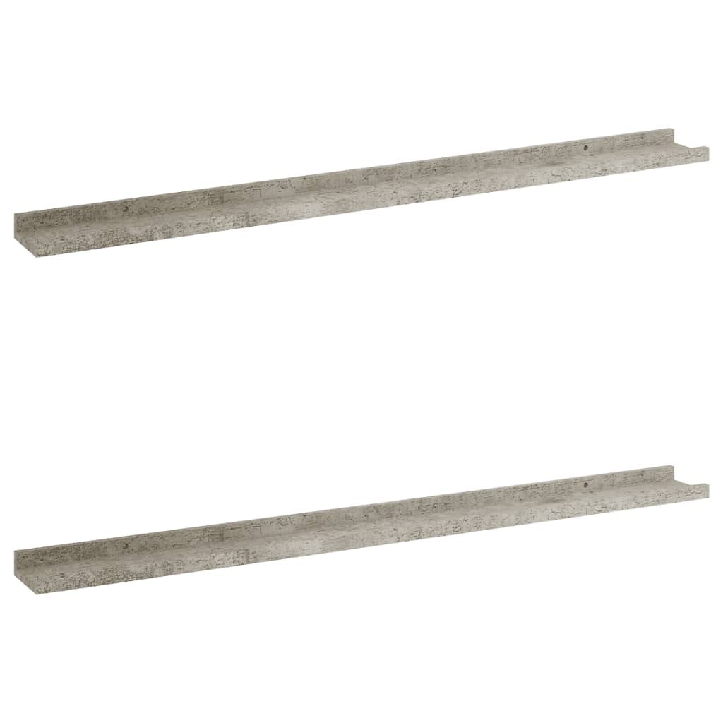 2 Pack Floating Wall Shelves - Modern Minimalist Concrete Gray Shelving (39.4