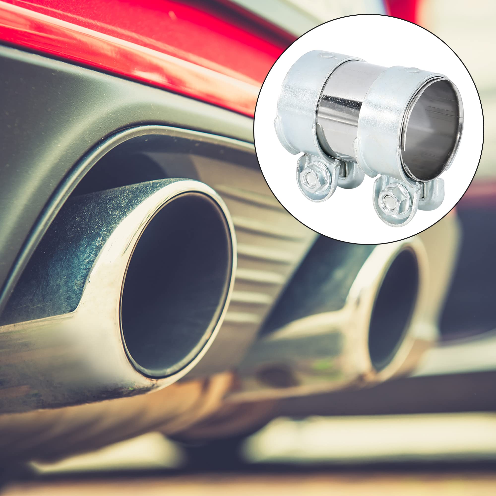 X AUTOHAUX 56 x 94mm Silver Exhaust Pipe Sleeve Connector Clamp Coupler for Seat Toledo & Ibiza - Universal Fit, Durable Stainless Steel, Easy Installation for Car Exhaust Repair & Maintenance