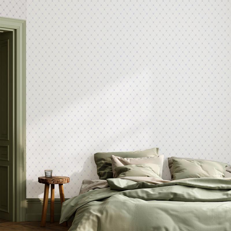 Lim & Handtryck Wallpaper Filipsborg White/Blue - Scandinavian Style Peel and Stick Wallpaper for Living Room, Bedroom, Nursery & Home Decor