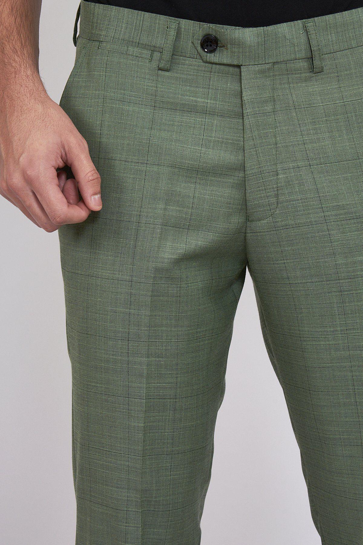 SID Moss Green Checkered Trousers for Women - Stylish Casual Pants with Classic Check Pattern - Perfect for Office, Travel and Everyday Wear