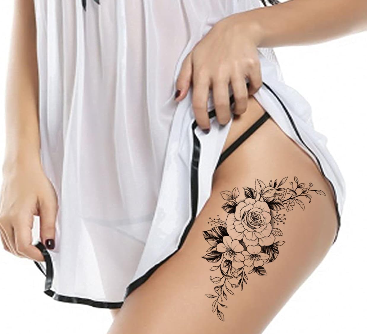 3D Temporary Tattoo Stickers for Men & Women - Waterproof Fake Tattoos with Flowers, Butterflies, Stars & Angels (21x12cm) - Perfect for Parties, Halloween, Cosplay & Honeymoon