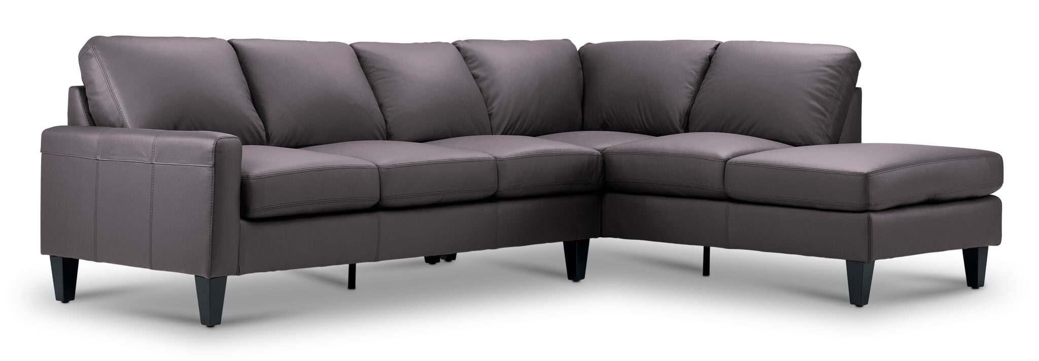 Premium Chito Leather 2-Piece Sectional Sofa with Right-Facing Chaise in Mocha Brown - Modern Living Room Furniture for Comfortable Lounging & Entertaining