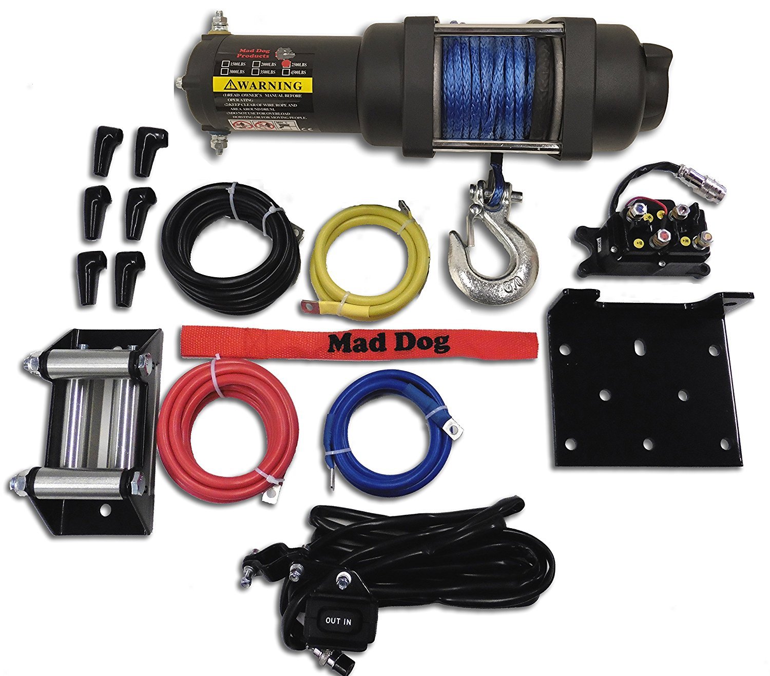Mad Dog 2500lb Winch Mount Combo with Synthetic Rope for Suzuki King Quad 400 4x4/AS/AF/ASi/Fsi (2008-2024) - Heavy-Duty Off-Road Recovery & ATV Accessories