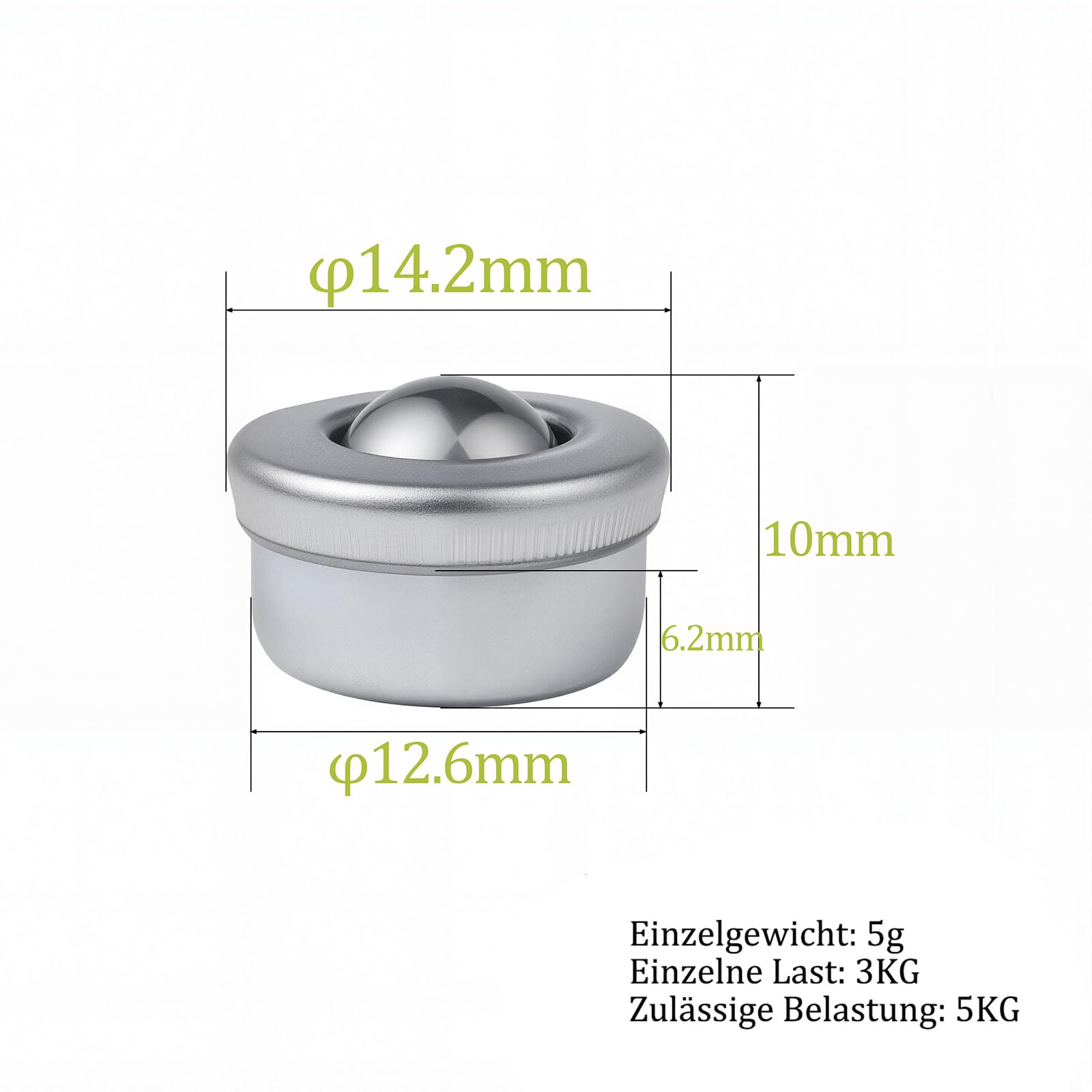 8 Pack Ball Transfer Bearings - 10mm Height Steel Roller Ball Casters for Conveyors, Wheelchairs, Furniture & Material Handling - Smooth 360° Rotation for Easy Transport & Mobility