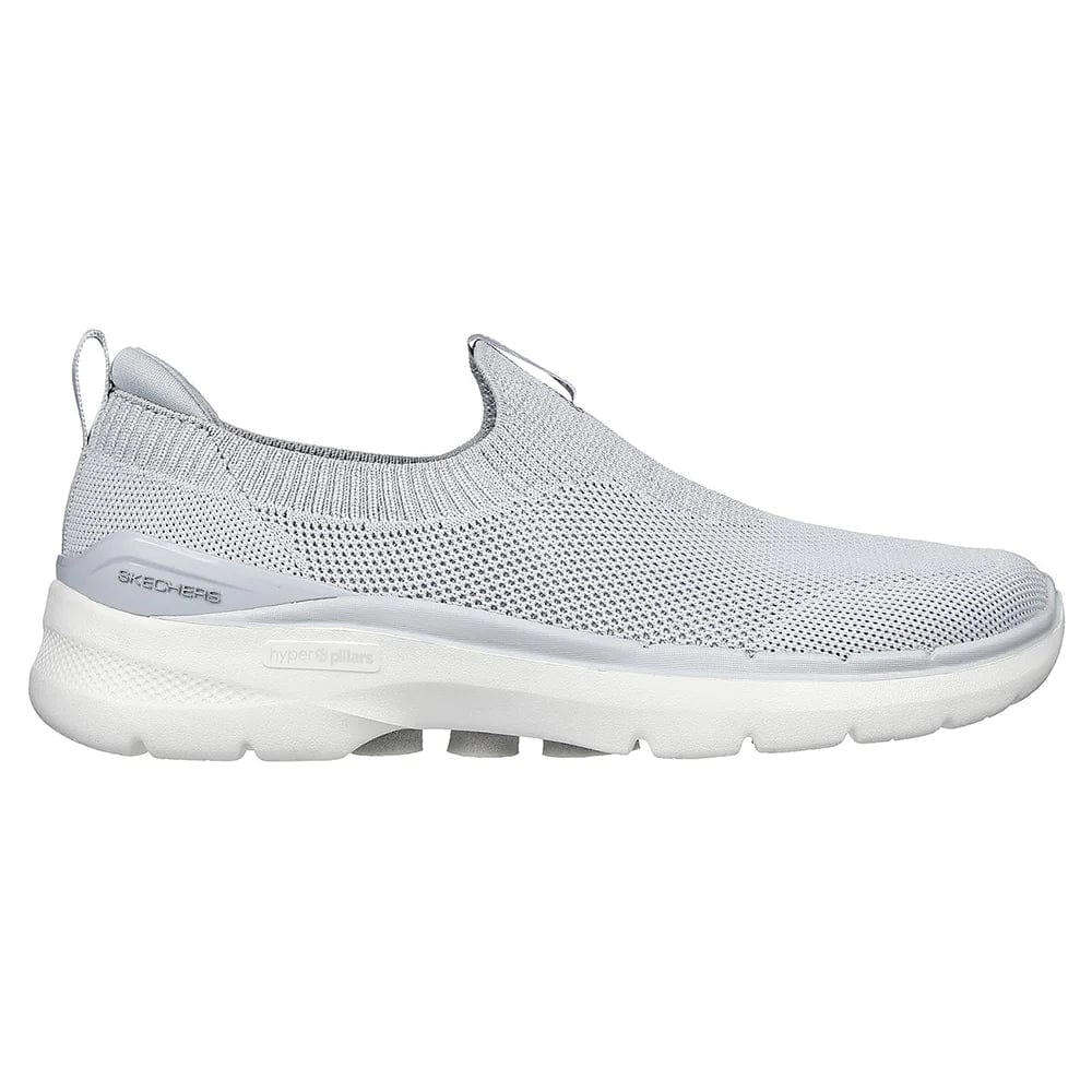 Skechers Women's Go Walk 6 Vibrant Smile Grey Slip-On Walking Shoes - Comfortable Lightweight Sneakers for Walking, Travel & Everyday Wear