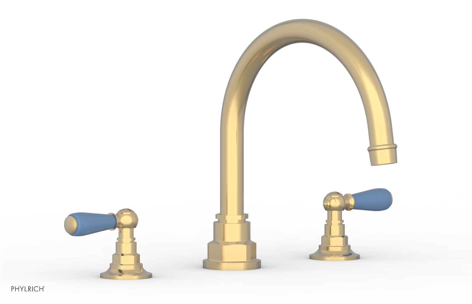 Jamestown Deck Tub Set with Lever Handles - Light Blue Accented Bathroom Fixtures for Outdoor & Indoor Use - 165.41