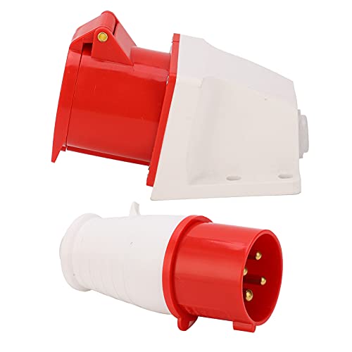 4-Pin Power Plug, Heat Resistant Industrial Power Socket, Surface Mounted Socket Set for Chemical Industry & Outdoor Use - Ideal for Harsh Environments, Factory Equipment & Outdoor Power Connections