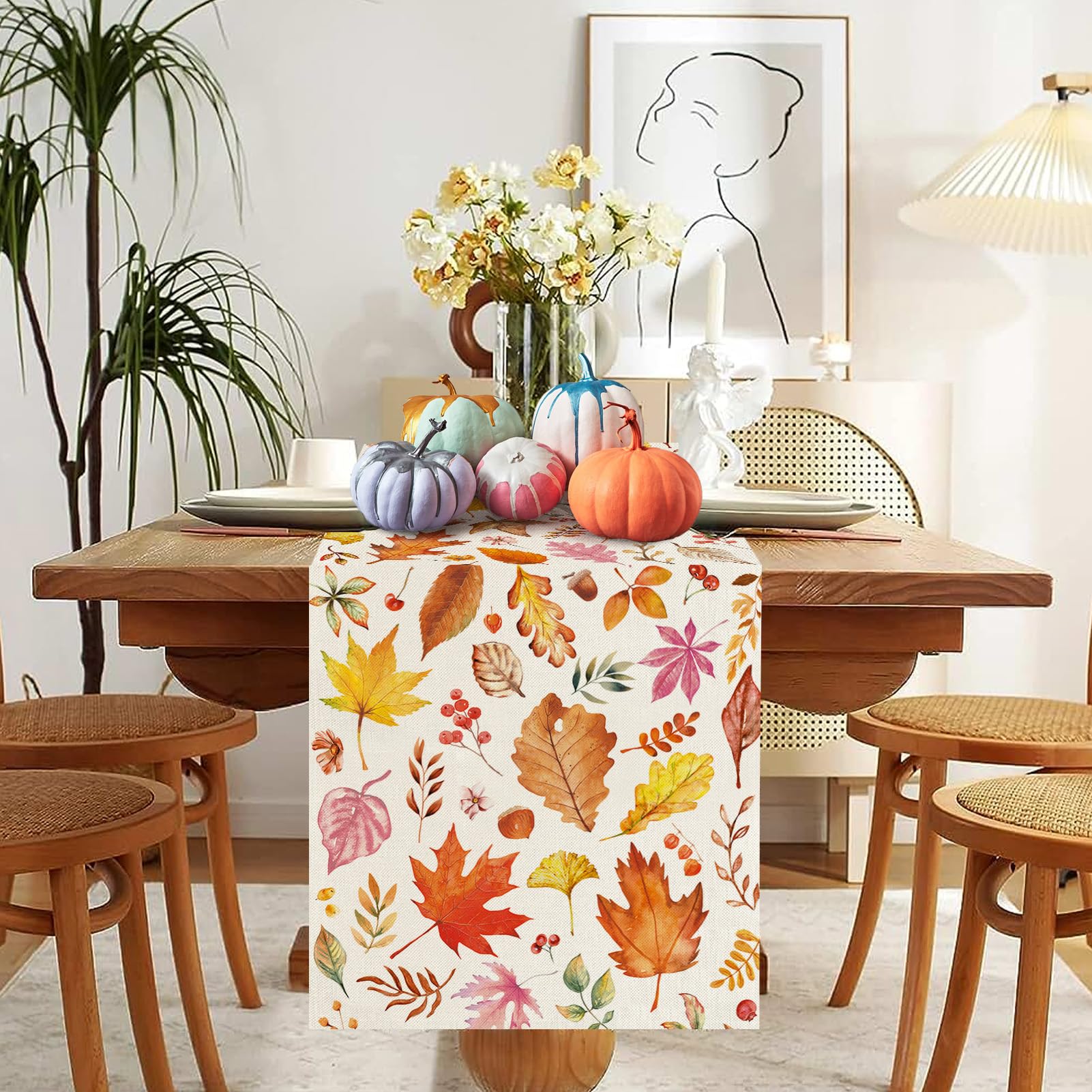 Autumn Maple Leaf Table Runner - 40x180cm Washable Kitchen Decor for Thanksgiving, Holiday Parties & Indoor Fall Decorations | Perfect for Dining Tables, Centerpieces & Seasonal Home Styling