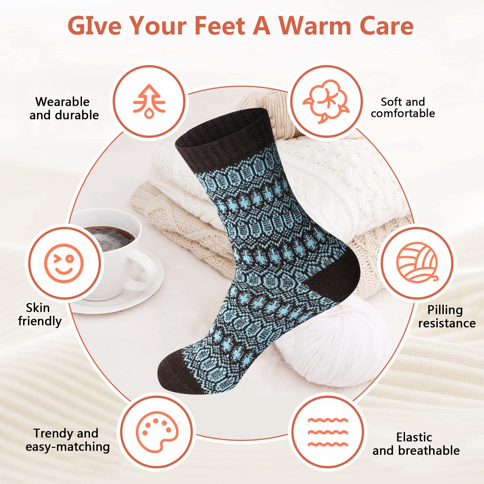 MORECOO Women's Winter Socks - Thick Wool Soft Warm Cozy Crew Socks for Women | Christmas Gifts & Stocking Stuffers | Perfect for Cold Weather, Indoor Comfort & Holiday Gift Giving