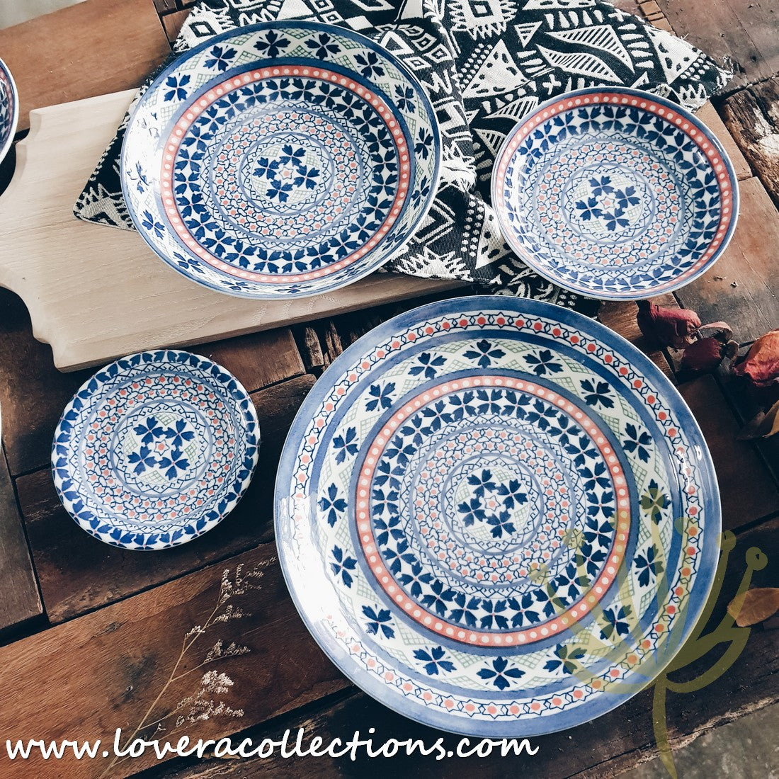 Awasaka Japan Blue Four Leaves Tea & Dinnerware Set - Premium Japanese Ceramic Tableware for Tea & Dining - Perfect for Home, Restaurants & Gifts