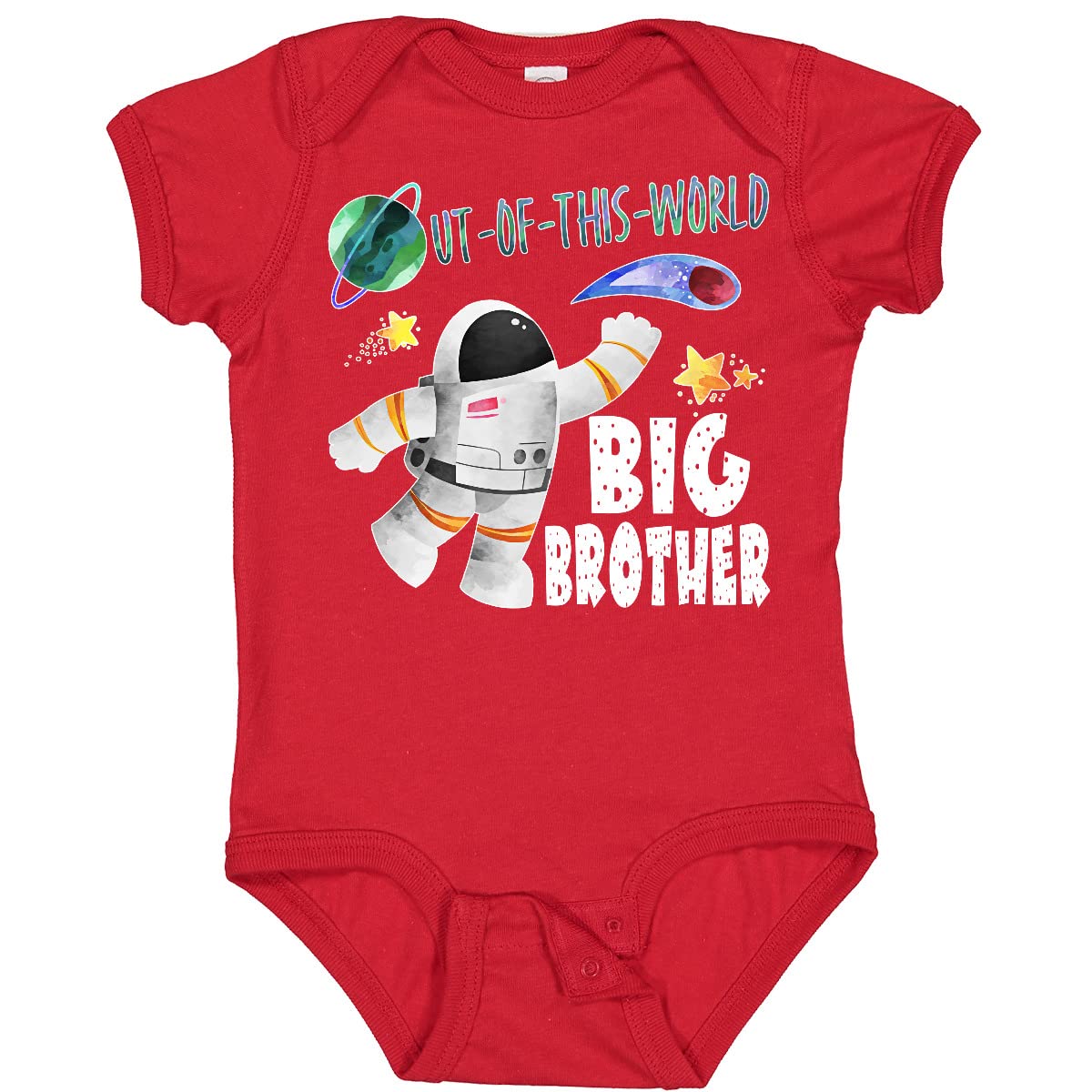 Inktastic Out Of This World Big Brother Astronaut in Space Baby Bodysuit - Cute Space-Themed Outfit for Newborns & Infants - Perfect for Sibling Photos, Baby Showers & Space-Themed Birthday Parties