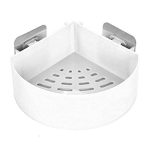Triangle Corner Storage Organizer - Adhesive Shower Caddy Wall Mount Shelf for Bathroom & Kitchen - No Drilling Required - Space Saving Bathroom Shelves & Shower Organizer (1Pcs, White) - Perfect for Small Bathrooms, Showers & Kitchen Corners