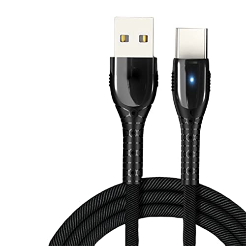 5A Fast Charging USB Type-C Cable 120cm with LED Light - High-Speed Data Sync & Charger Cord for Android Phones - Black Adapter (Perfect for Home, Office & Travel Charging)