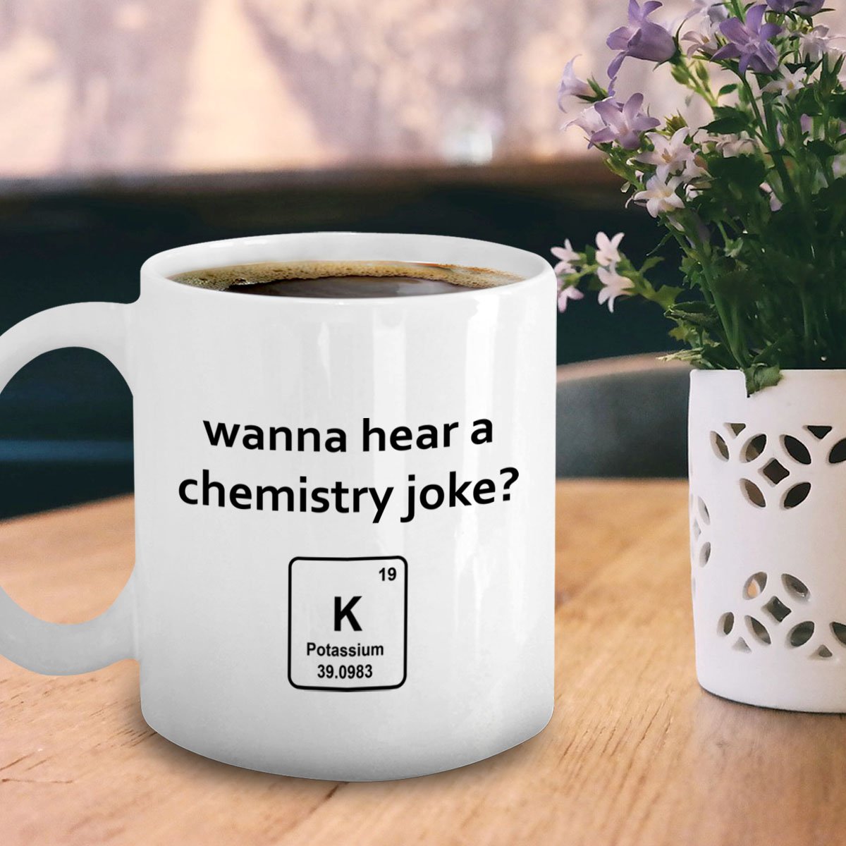 Funny Chemistry Pun Mugs - Potassium Joke Coffee Cup - Science Teacher Gifts - Perfect for Classroom, Lab & Office Use