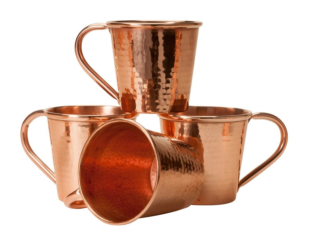 Premium Hand Hammered Pure Copper Moscow Mule Mugs Set of 4 - 12 oz Copper Cups with Durable Handles for Cocktails, Iced Drinks & Home Bar - Perfect for Parties, Gifts & Russian Mule Recipes