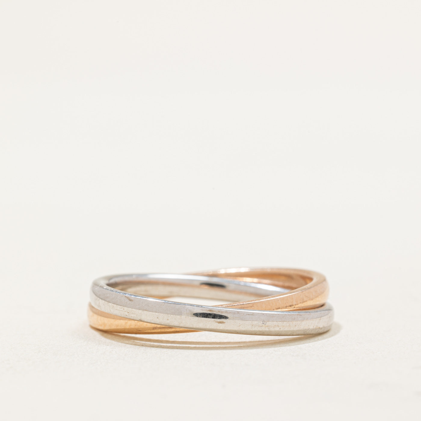 18K Italian Rose Gold and White Gold Interlocking Rings for Women | 2.40mm Wide | Size 9.5 | Perfect for Anniversaries, Weddings & Romantic Gifts