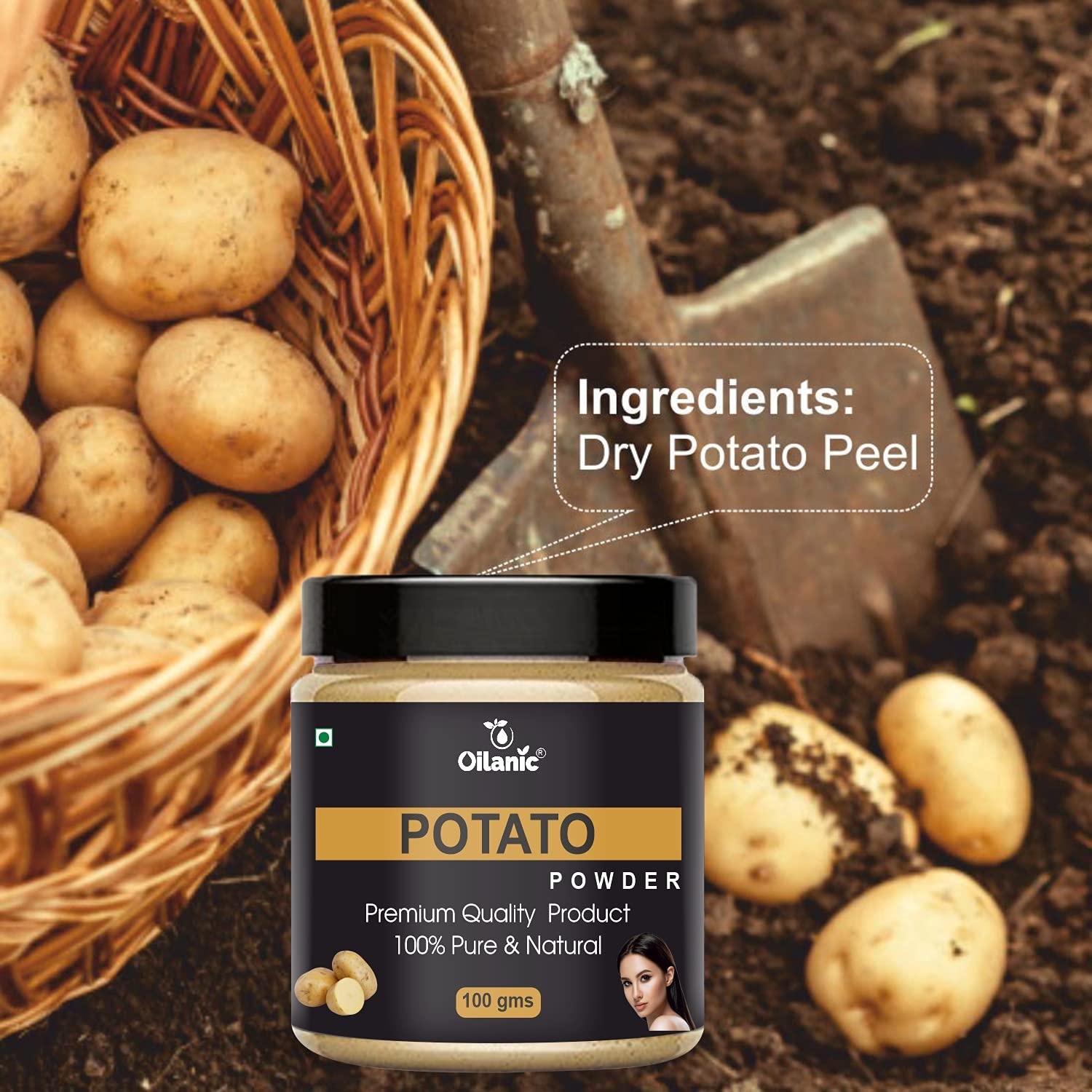 Oilanic 100% Pure Natural Potato Powder for Skin & Hair Care - 2 Jars (200g Each) | Brightening Face Mask & Hair Growth Treatment | DIY Beauty Recipes & Organic Skincare Solutions