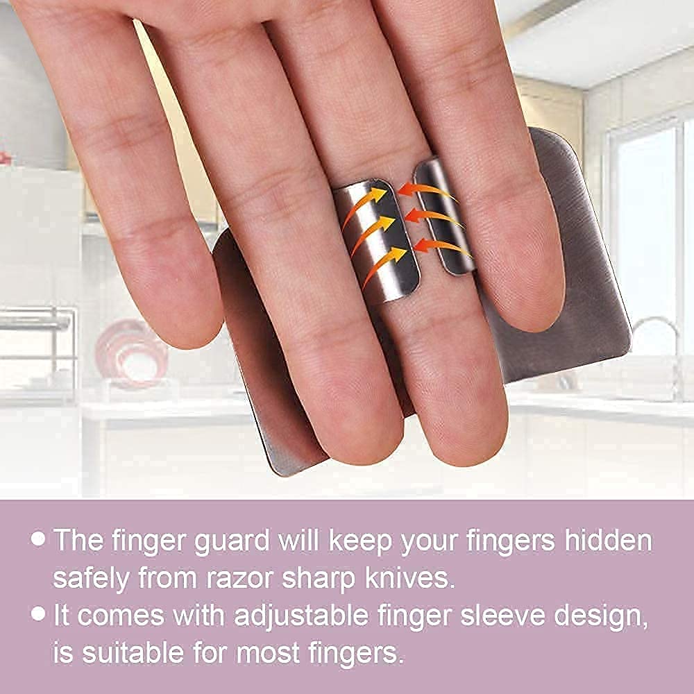 Stainless Steel Finger Guard for Cutting Vegetables - Safe Knife Protector for Kitchen, Pack of 2 | Perfect for Slicing, Chopping & Food Prep