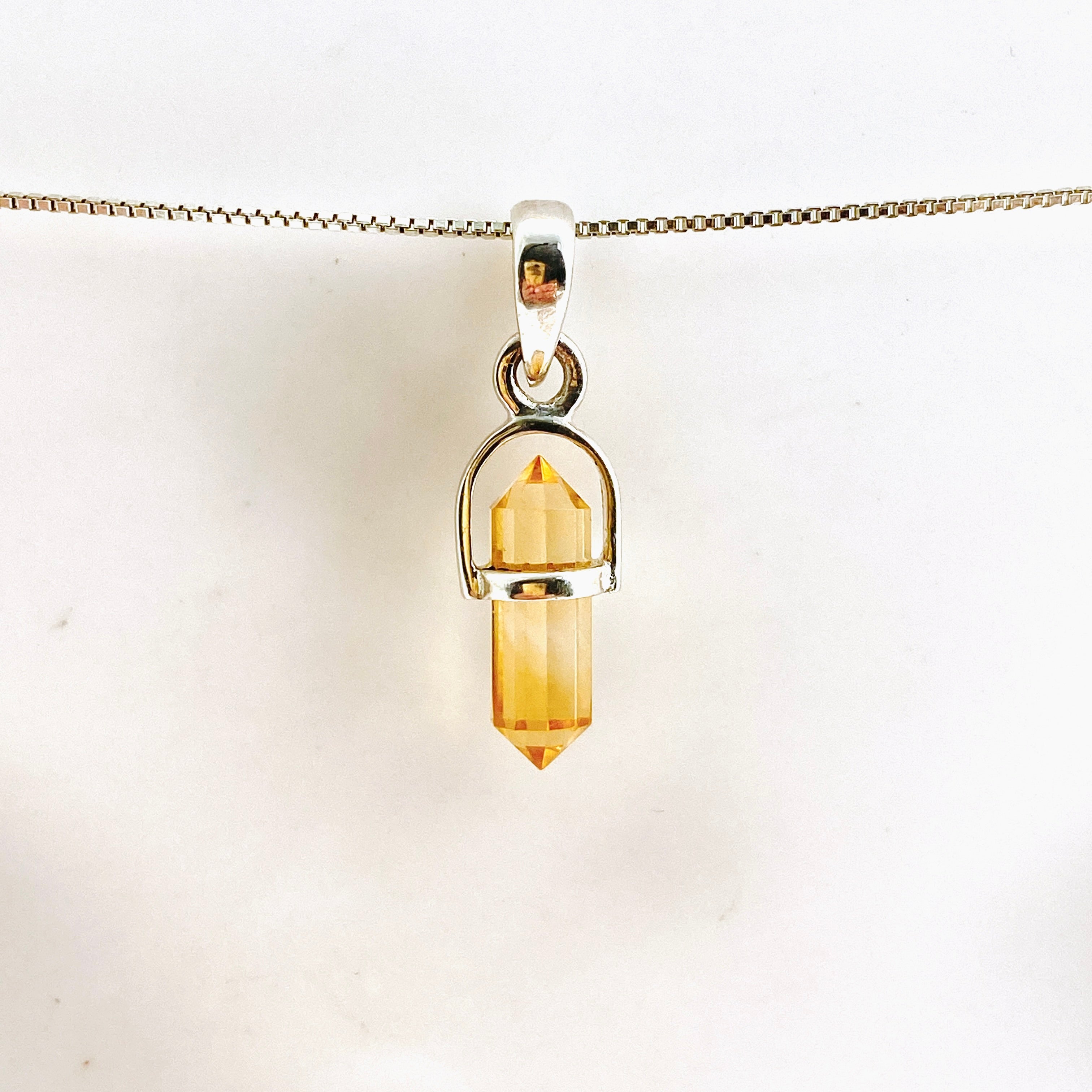 Natural Gemstone Double Point Pendant Necklace - Vertical Healing Crystal Jewelry PPGJ1010 for Meditation, Yoga & Spiritual Energy