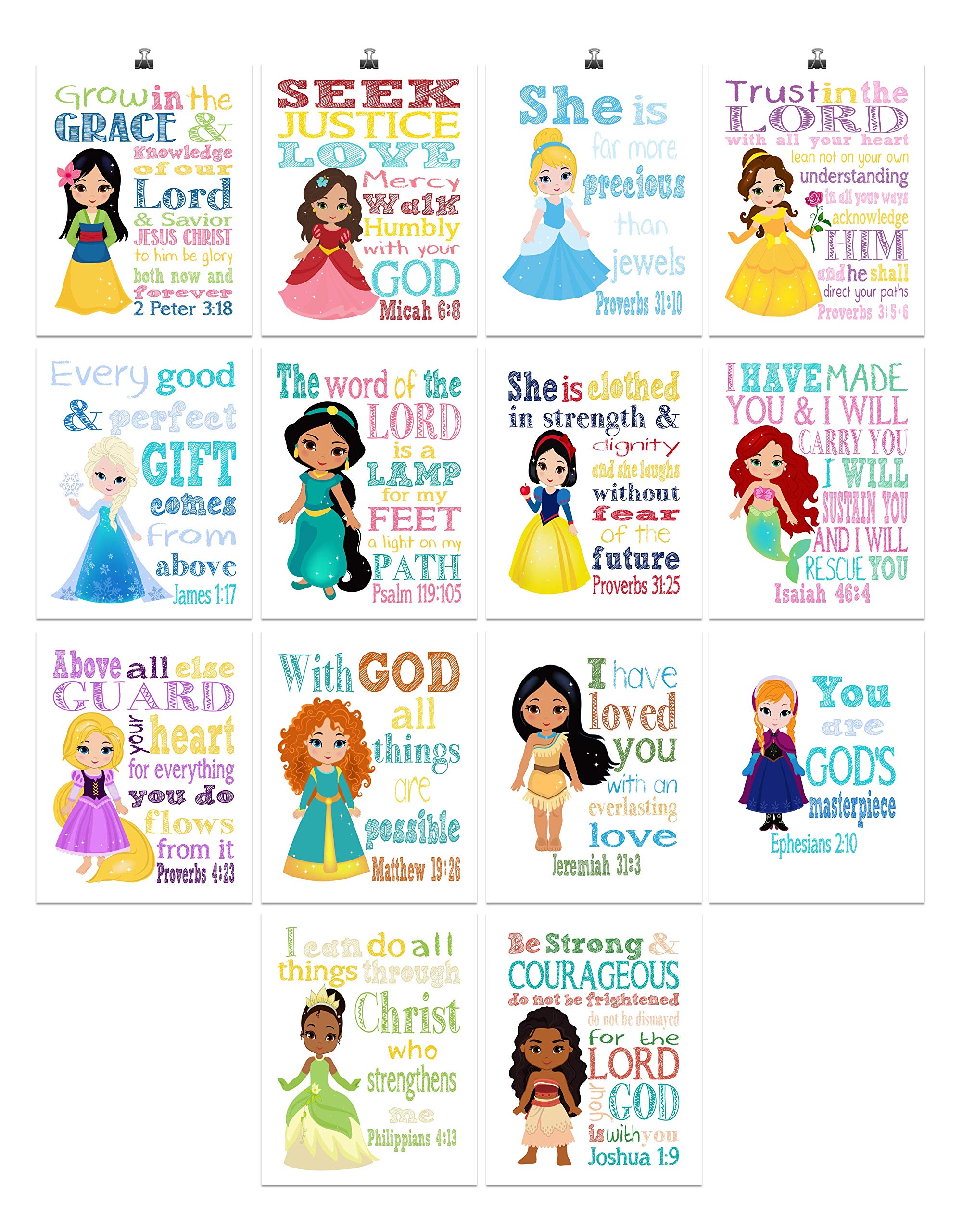 Disney Princess Nursery Decor Set - Mulan, Anna, Belle for Baby Room