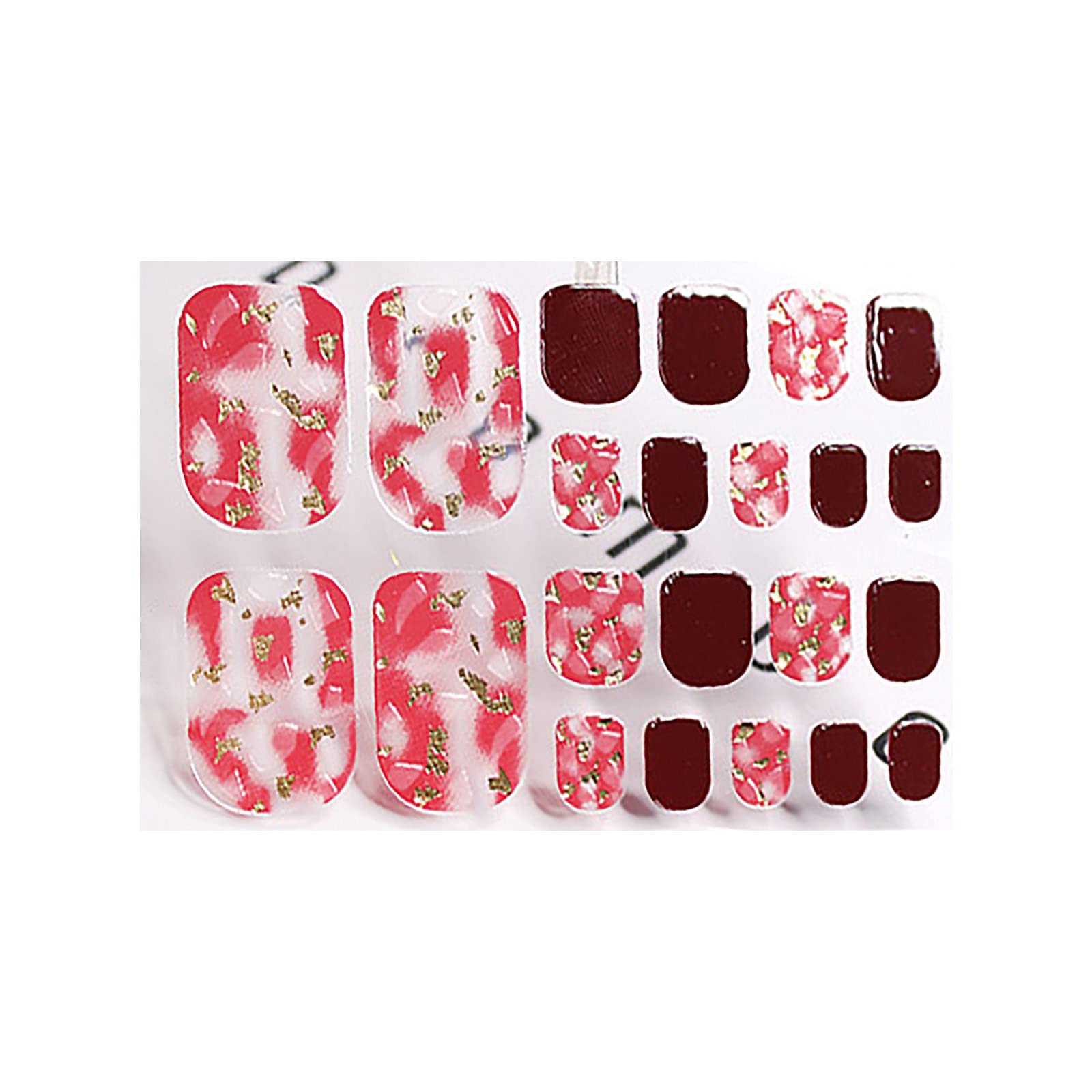 Fashionable Full Foot Nail Stickers - Self-Adhesive Nail Art Decals for Toes, Easy Tear & Apply - Perfect for Pedicures, DIY Nail Art & At-Home Manicures