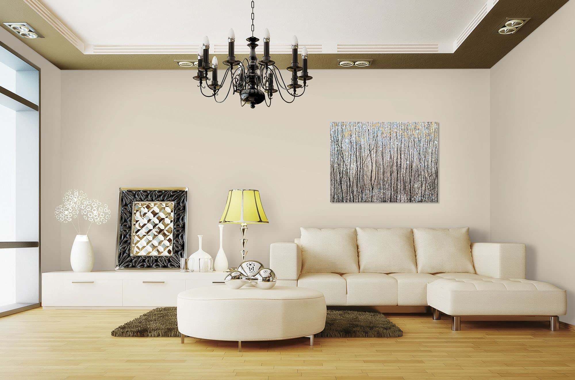 SYGALLERIER Hand-Painted Abstract Forest Canvas Wall Art - Textured Brown & Black Tree Painting with Gold Foil, Modern Rustic Decor for Farmhouse, Living Room, Bedroom, Bathroom - Perfect for Nature-Inspired Home & Office Interior Design