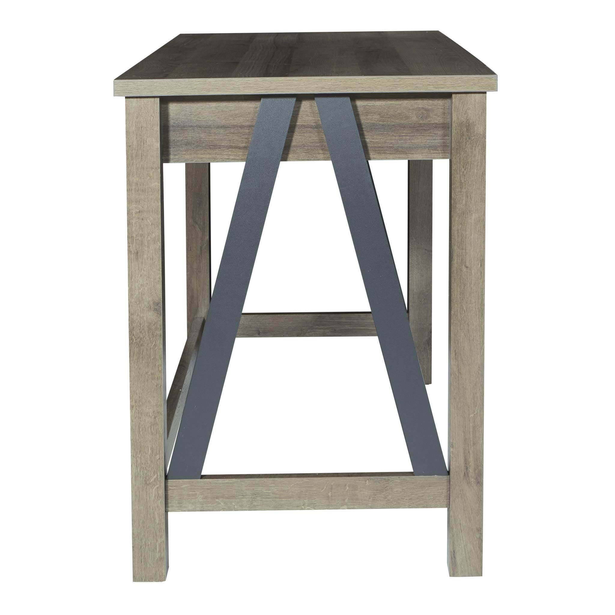 OSP Home Furnishings Braydon 42-Inch Wide Writing Desk in Grey Oak - Modern Home Office Desk for Study, Work & Remote Learning