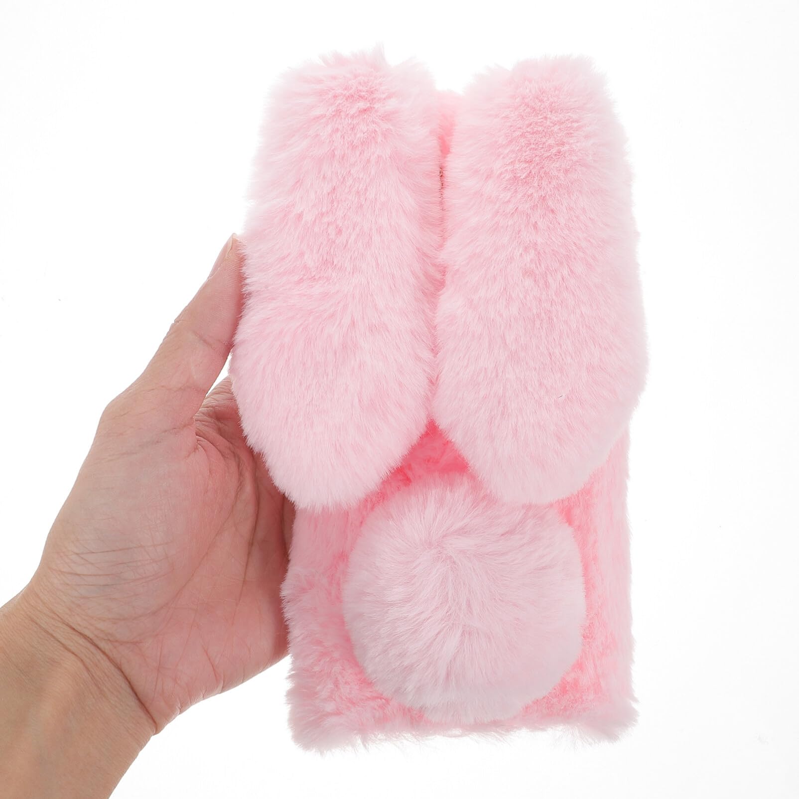 Fluffy Rabbit Plush Phone Case - Cute Cartoon Soft Phone Cover for Samsung Galaxy A03s - Pink Protective Shell for Girls & Teens - Perfect for School, Work & Everyday Use