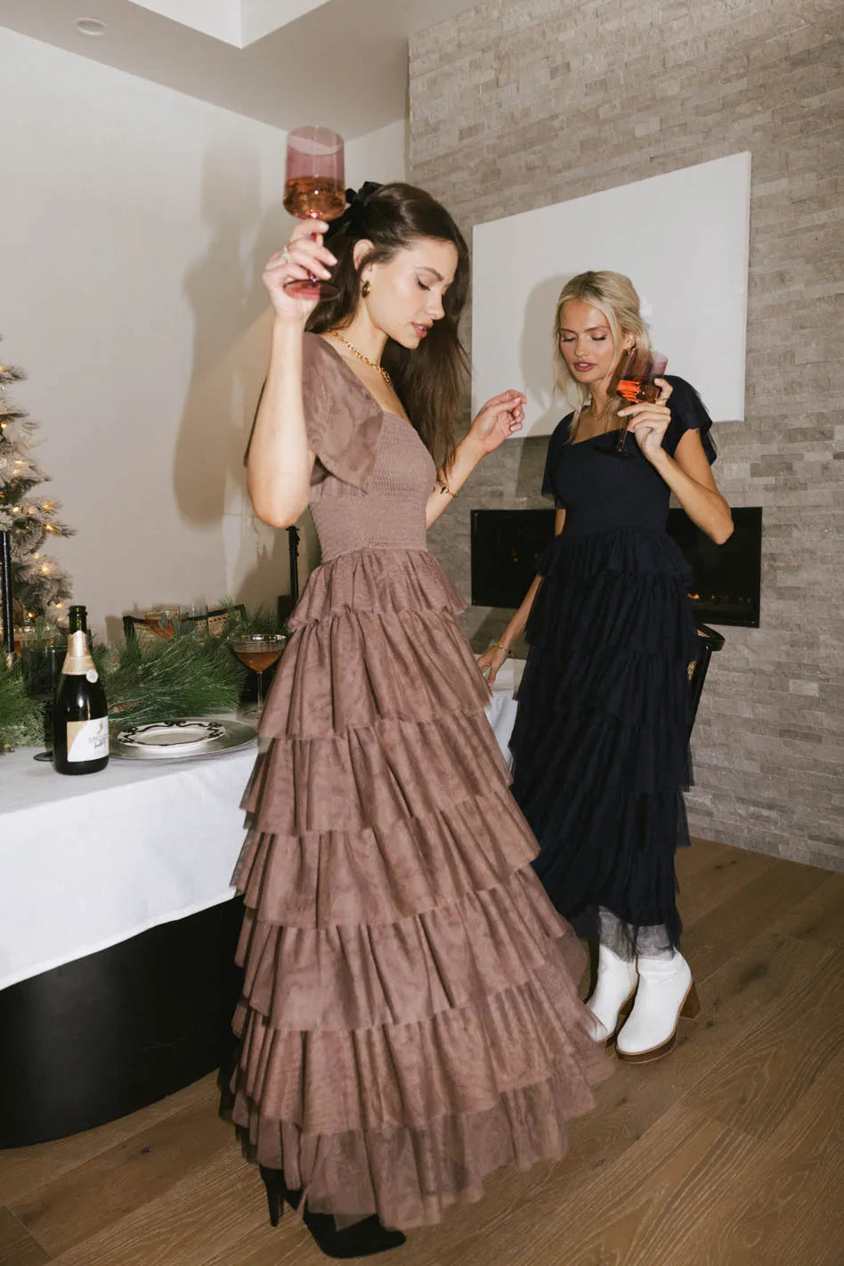 Elegant Mocha Tulle Maxi Dress for Women - Perfect for Weddings, Parties & Special Occasions - FINAL SALE