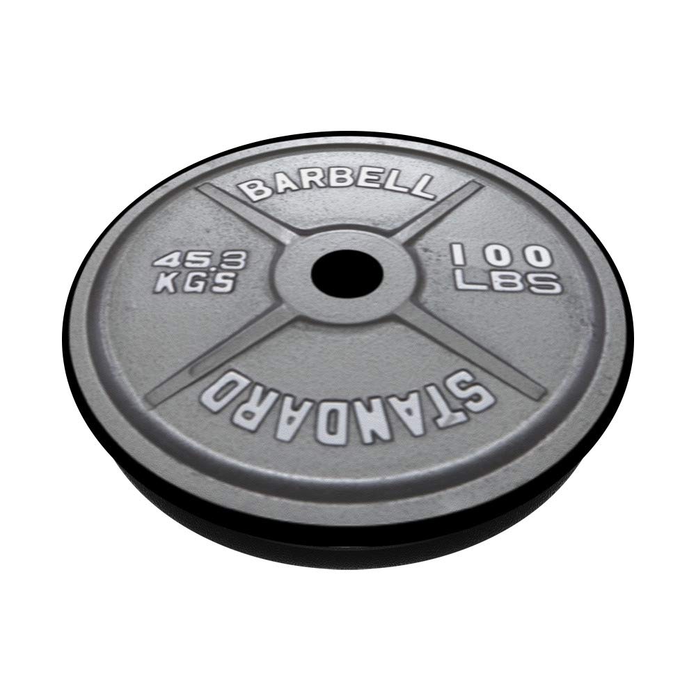 Gray Weightlifting Plate Gym Grey Barbell Weight - PopSockets PopGrip Swappable Phone Grip for iPhone, Samsung & Tablets - Perfect for Gym, Workouts & Fitness Enthusiasts