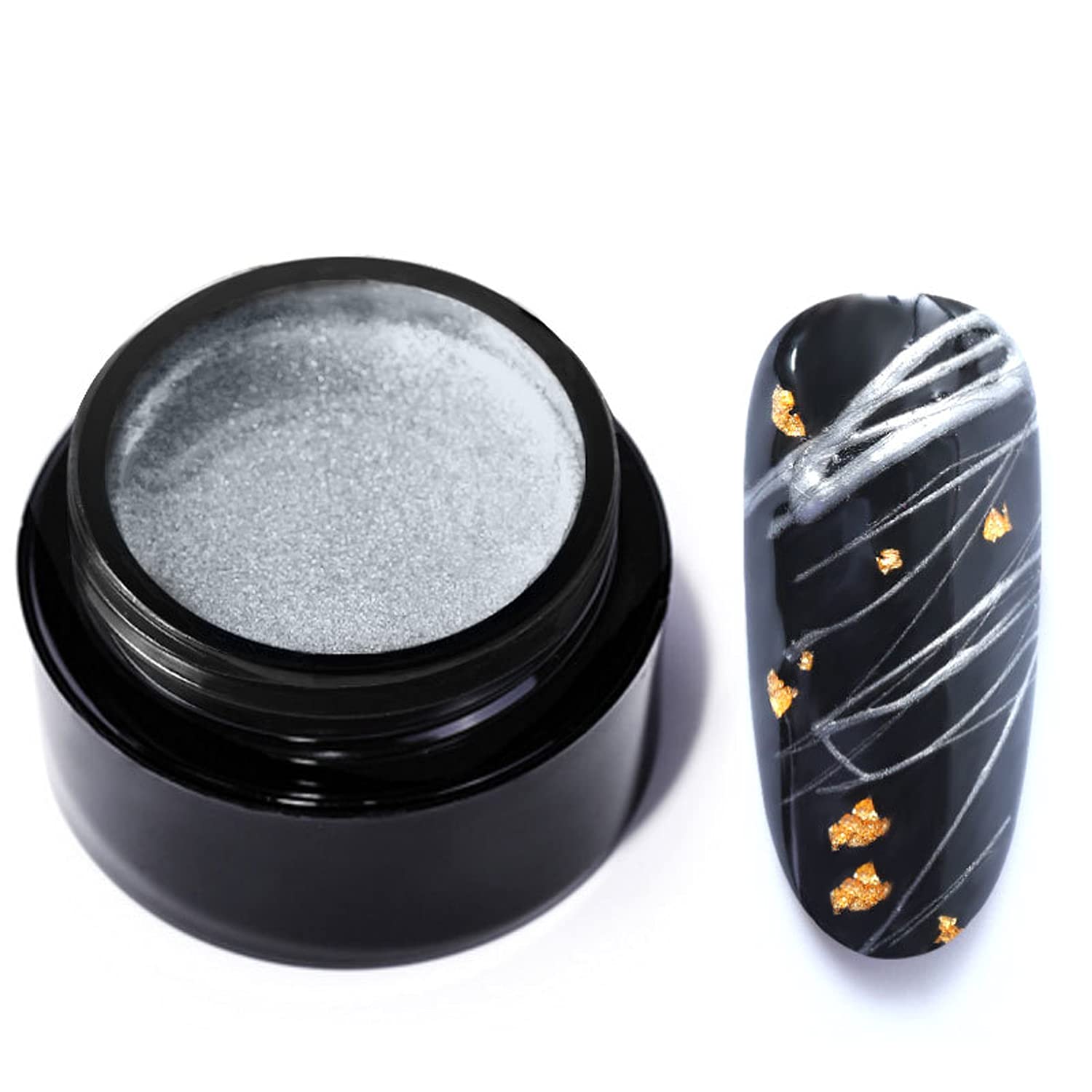 3D Spider Gel Nail Polish Set - 6 Metallic Colors for Nail Art (Silver) | Salon & Home Manicure